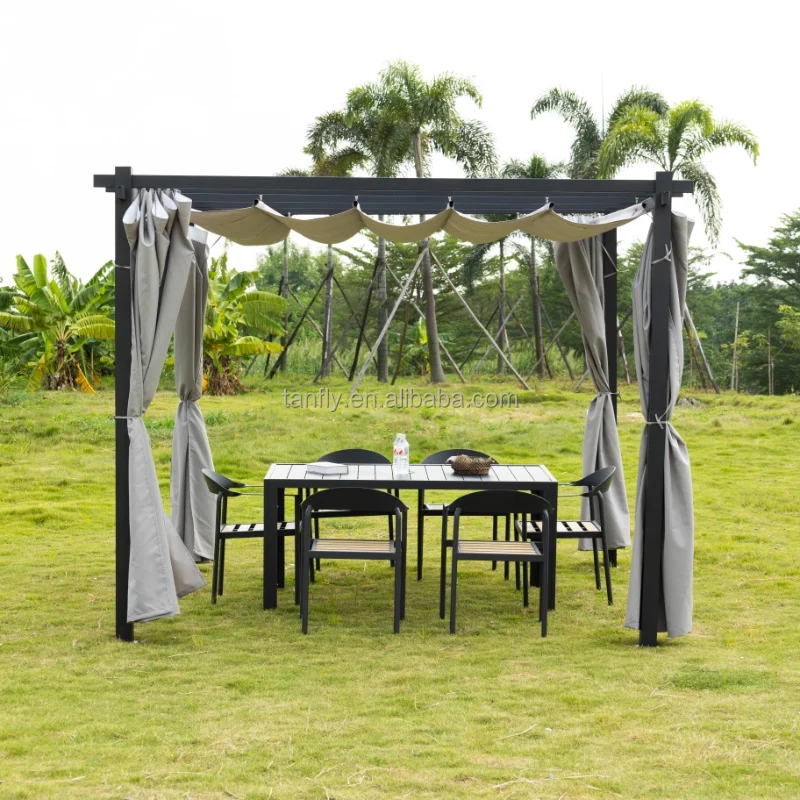 New Style Garden Backyard Pergola Aluminum Outdoor Waterproof Gazebo Pavilion Windproof Pergola Modern