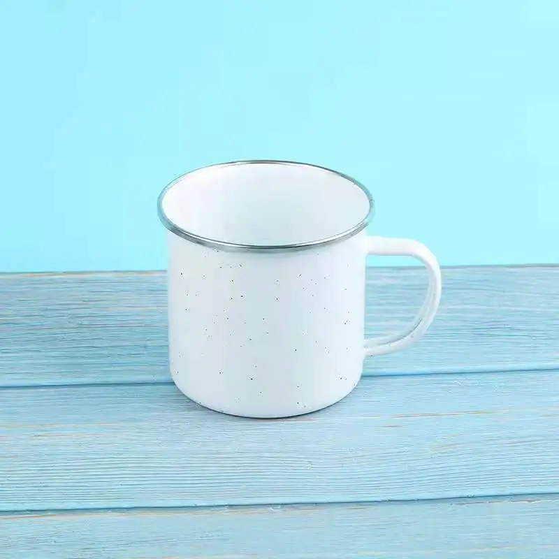 wholesale custom Retro vintage printed speckled campfire camping enamel mug