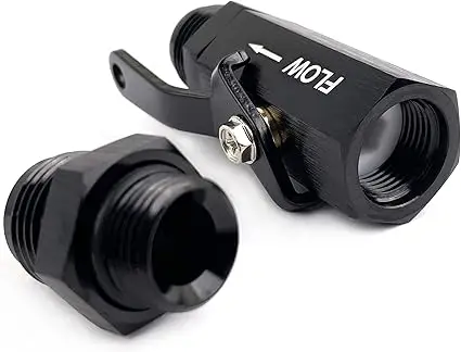 8AN to 8AN Male Flow Control Cut off Valve Fitting Aluminum Black