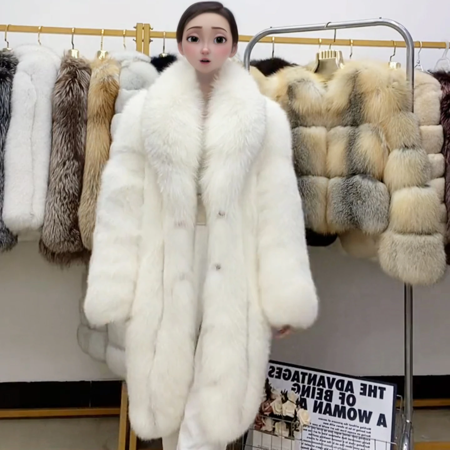 NAFA Customized 2024 Timeless Style Premium Loose Velvet Real Fox Fur Coat for Cold Weather