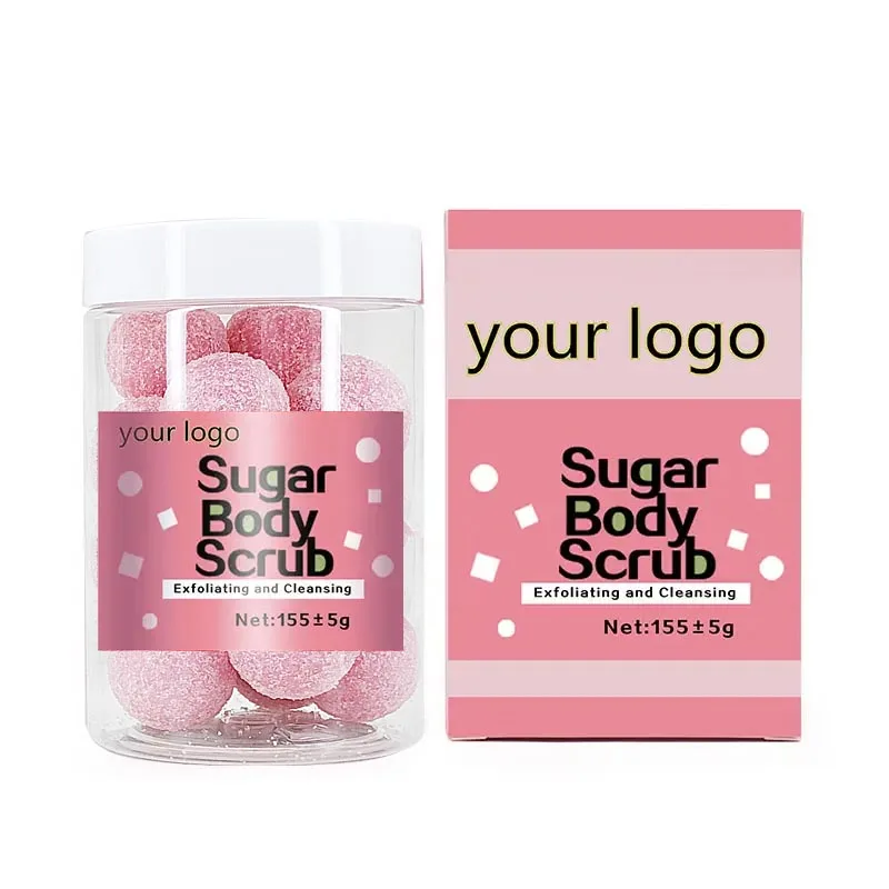 Wholesale customized shapes Organic Salt body scrubs candy vegan sugar body scrub balls