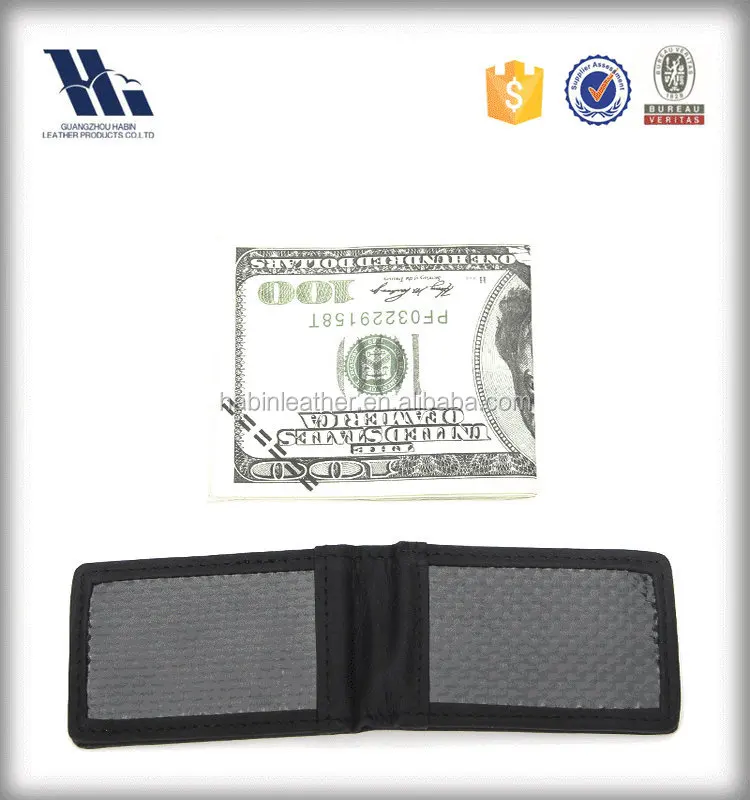 High Quality Genuine Leather Money Clips Card New Arrive Carbon Fiber Leather Card Holder