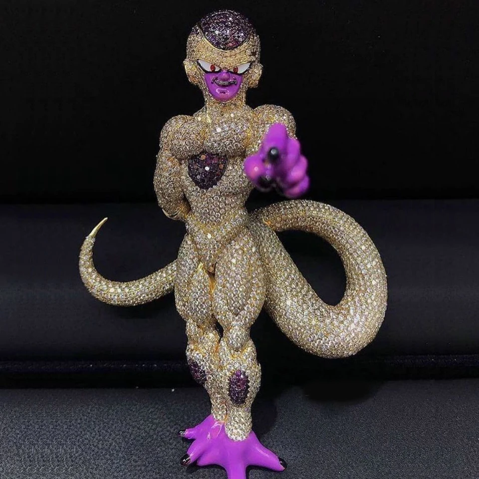 High Quality Bling Hiphop Jewelry Custom 925 Sterling Silver Micro Pave VVS Moissanite Diamond Iced Out Goku 3D Pendant