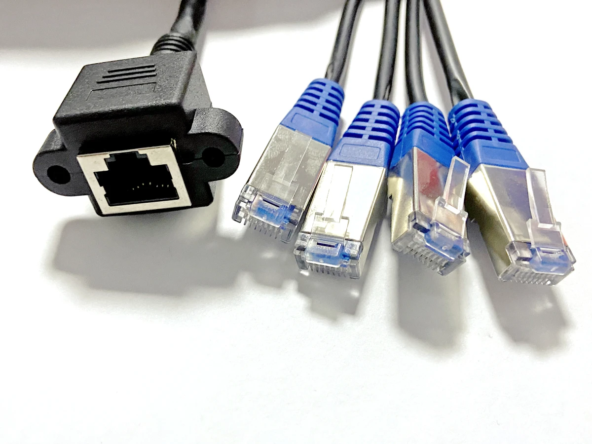 OEM FTP CAT6 Network Cable Branch Patch Cord 1 Female RJ45 to 4 Male RJ45 Ethernet Patch Cable