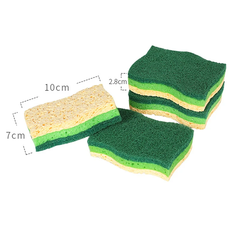 S shape Non scratch wet cellulose sponge with  sponge scouring pad