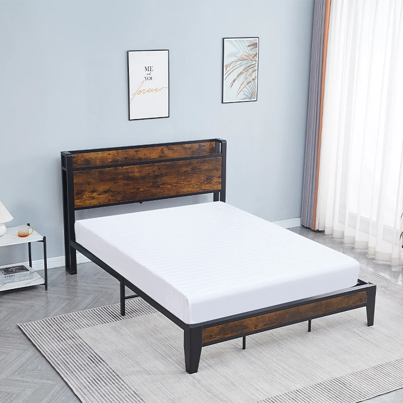 iron steel iron metallic bed base wooden twin full double single king queen size metal beds frame