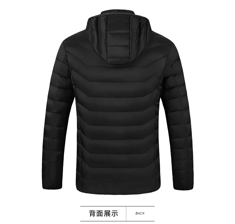 Winter Heating Jacket  Men USB Charging Nine Zone Hooded Down Cotton Padded Jacket Heating Clothing