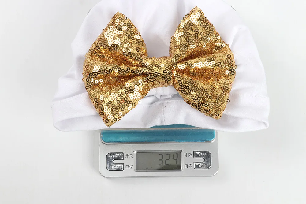 Newborn Baby Hat Cotton Bonnet Beanie Toddler Girls Hospital Shower Gift Caps with Sequin Bow M90923