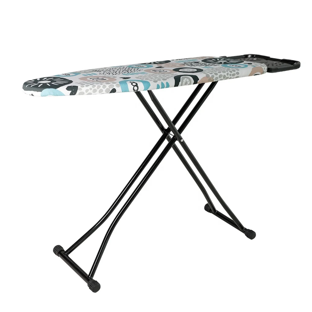 BAOYOUNI Flowery Lightweight Folding Ironing Table Adjustable Metal Ironing Board with Steam Unit Holder for Home Clothes Pants