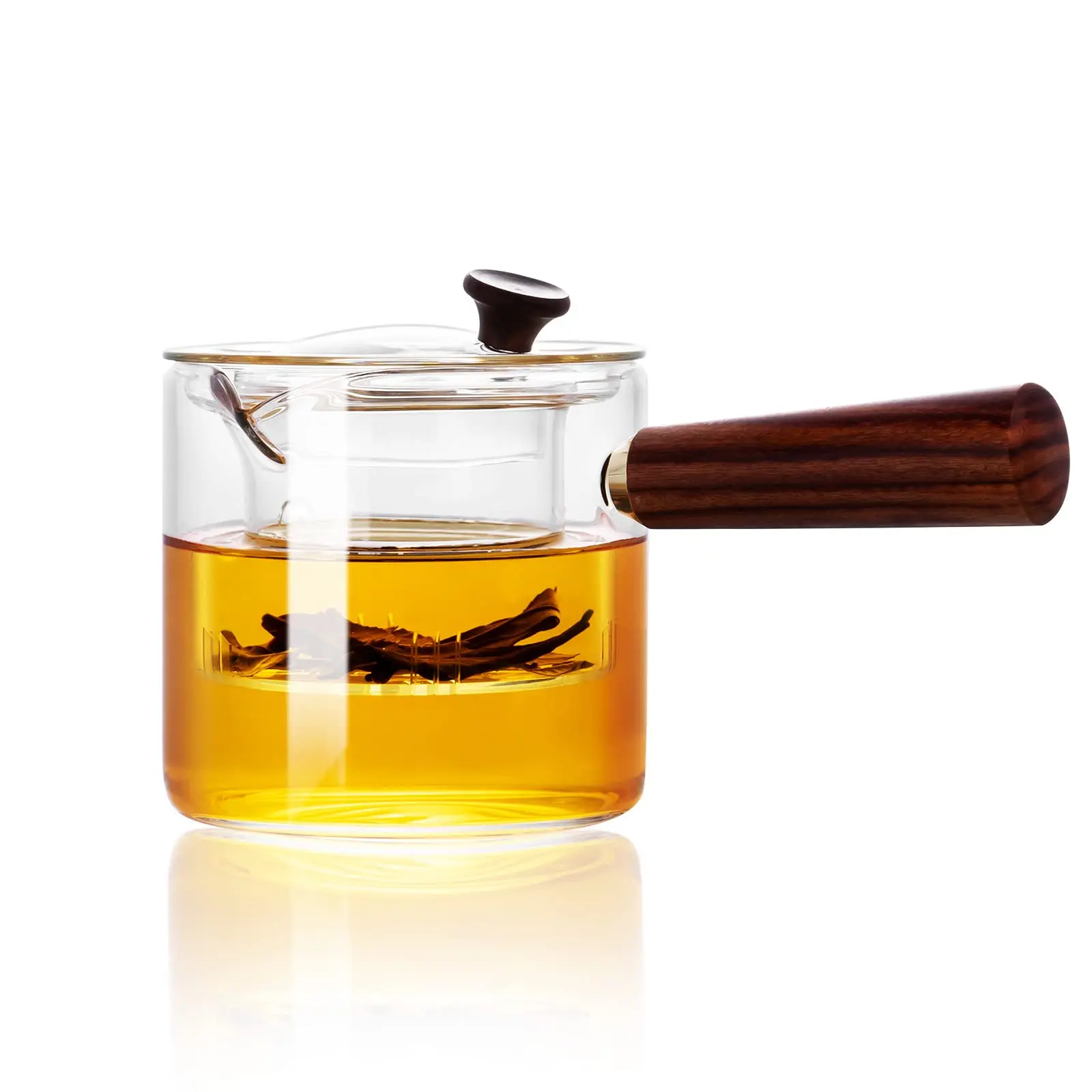 Glass Tea Ware Teapot With Infuser And Cup Mini Bamboo Handle Glass Teapot