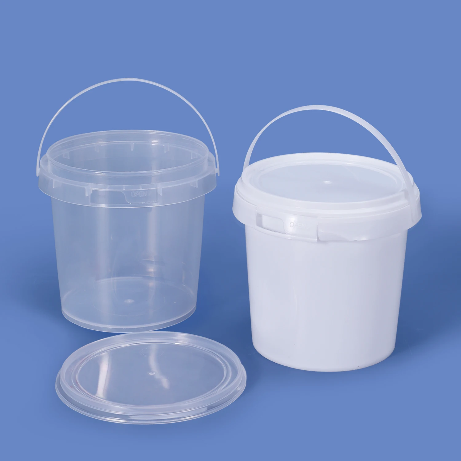Wholesale PP Food Grade 1L Plastic Round Clear Bucket For Ice Cream Chocolate Popcorn Nuts Snack Packing
