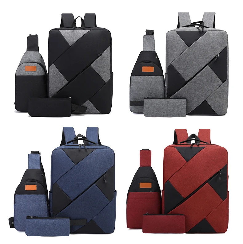 ZR594 Unisex Laptop Bags Wholesale Fashion Trendy USB Oxford Business 3 in 1 High Quality Custom College Schoolbag Backpack