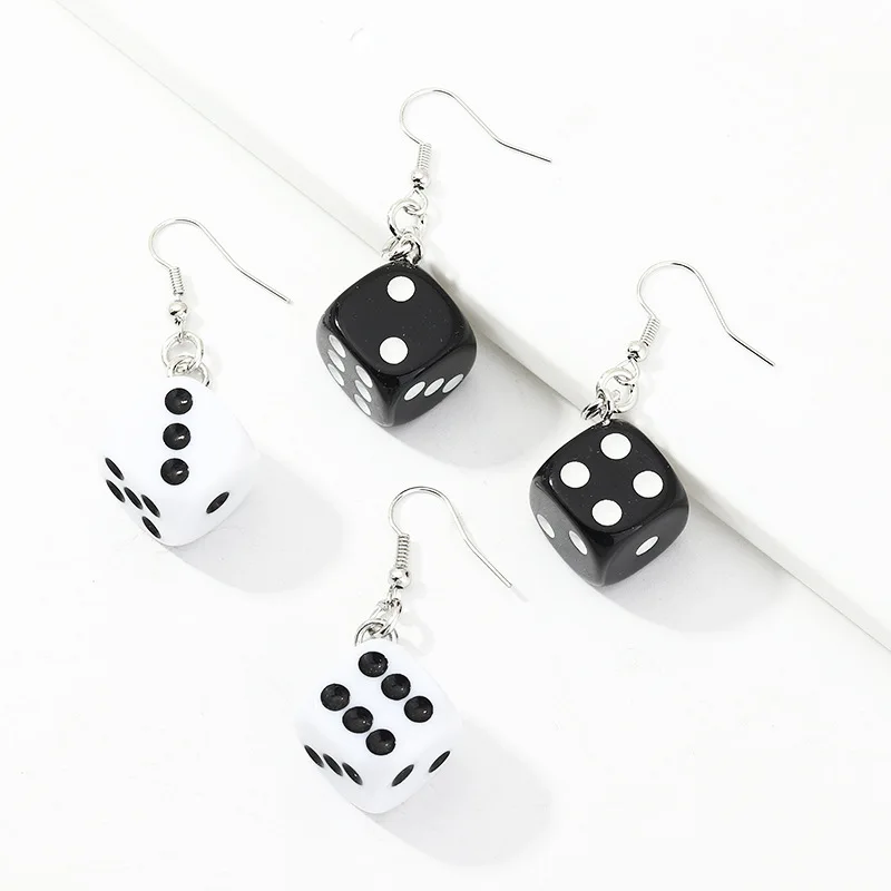 
Trend Plastic Sieve Dice Hook Earrings Charm Jewelry Cube Point Number Drop Earring 