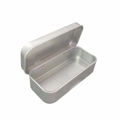 
Small Custom Logo Square Metal Hinge Tea Packing Tin Box Tin Can With Lid 