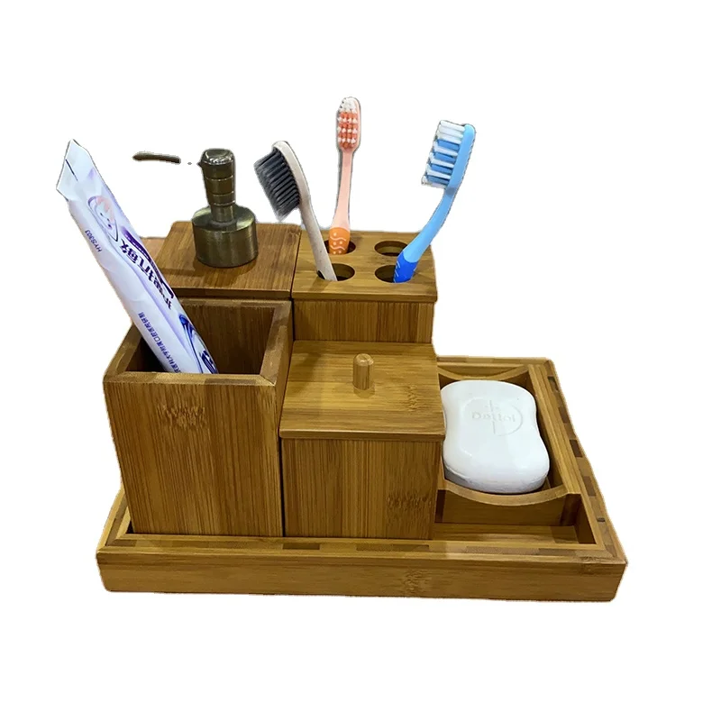 Hot-selling bathroom decor accessories sets natural bamboo