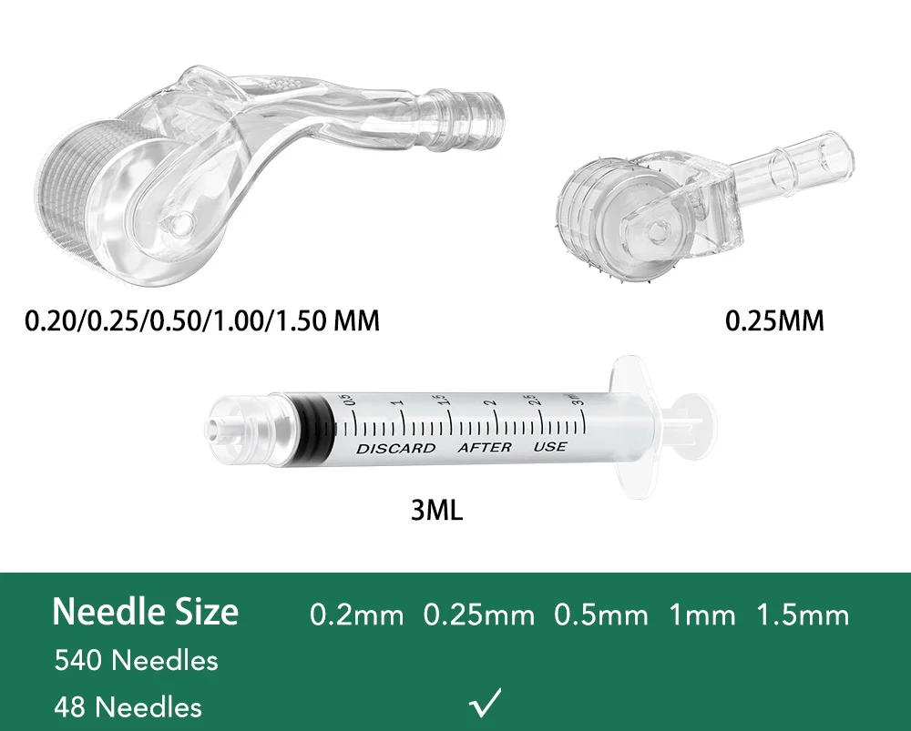 Derma Roller Titanium for Hair Growth Mesoroller Dermaroller Injectroller Derma Rolling System 540 Pins for Oil Serum