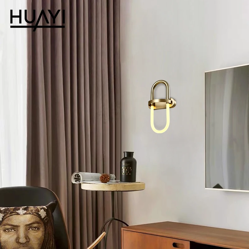 HUAYI Wholesale Price 7W Black Gold Indoor Living Room Hotel Home Wall Mounted Modern LED Wall Lamp