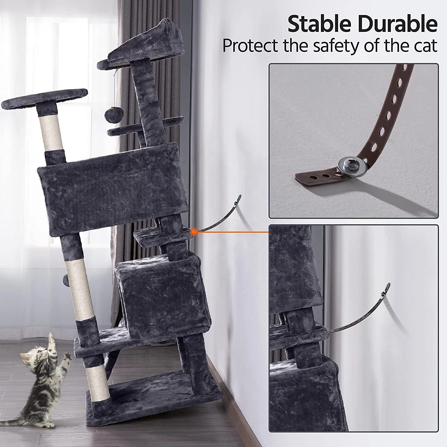 54in Cat Tree Tower Condo Furniture Scratch Post for Kittens Pet House Play