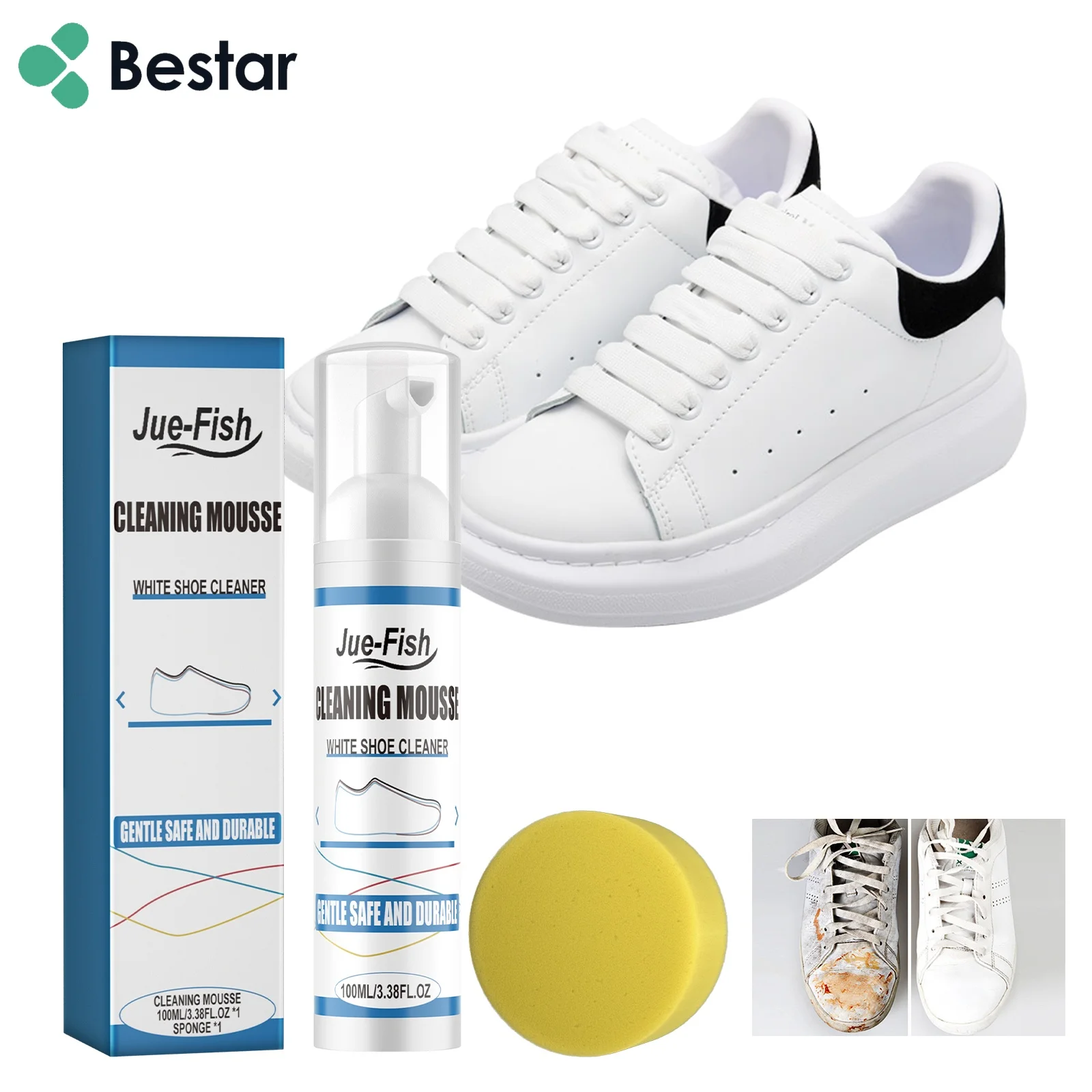 Sports Shoe Cleaning Mousse Cleaner Quick of Sneakers Suitable White Brushes Cloths Most Shoes
