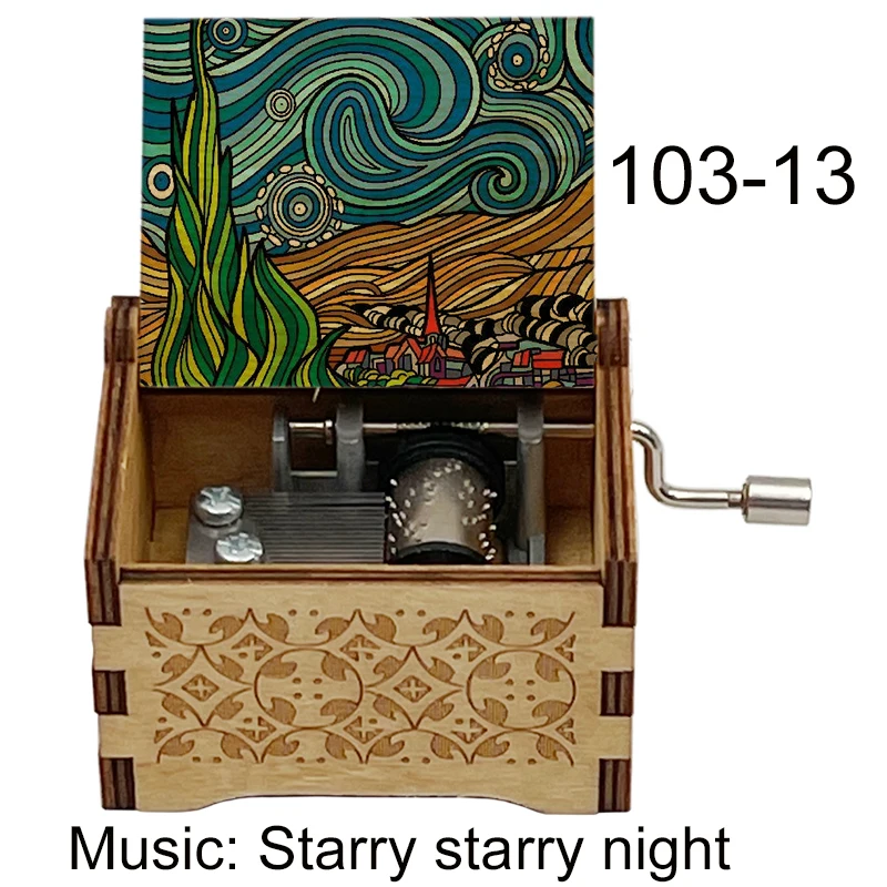 starry night print starry starry night Hand Crank Music Box music fans friend new year christmas Gift 103