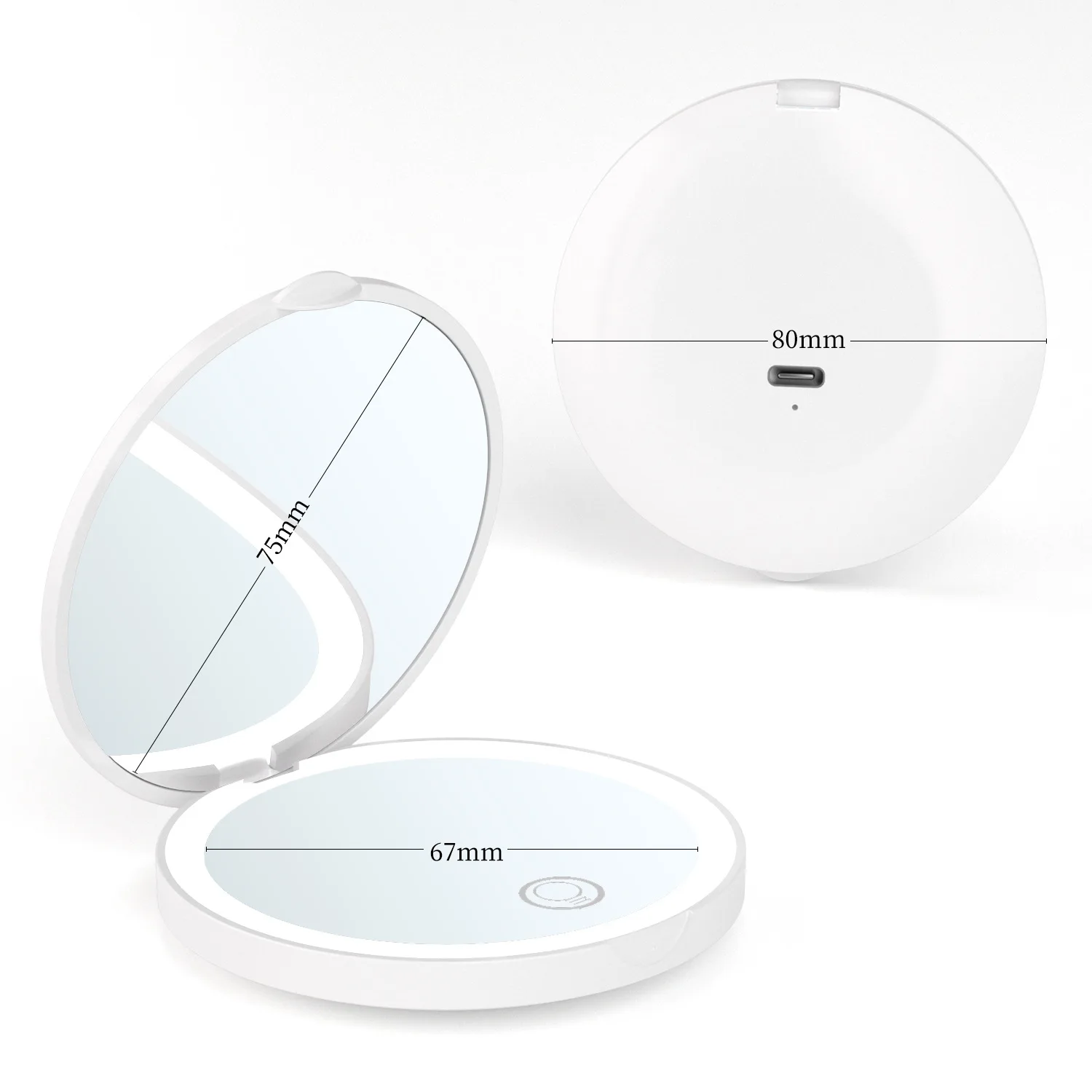 Portable Desktop Ladies Rectangle Table Folding Light Small Mirror With Magnification Rechargeable Portable Led Makeup Mirror