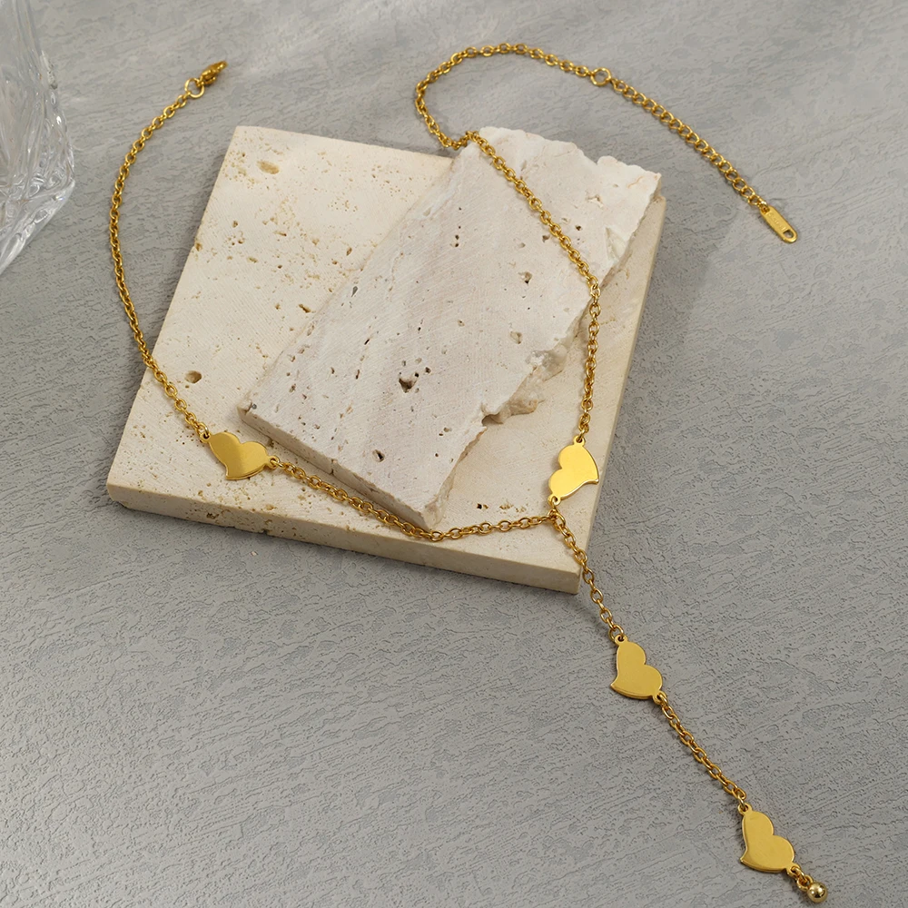 Collar de cadena con colgante de corazn temperamento para mujer Gargantilla romntica de acero inoxidable 2022 joyera de 18