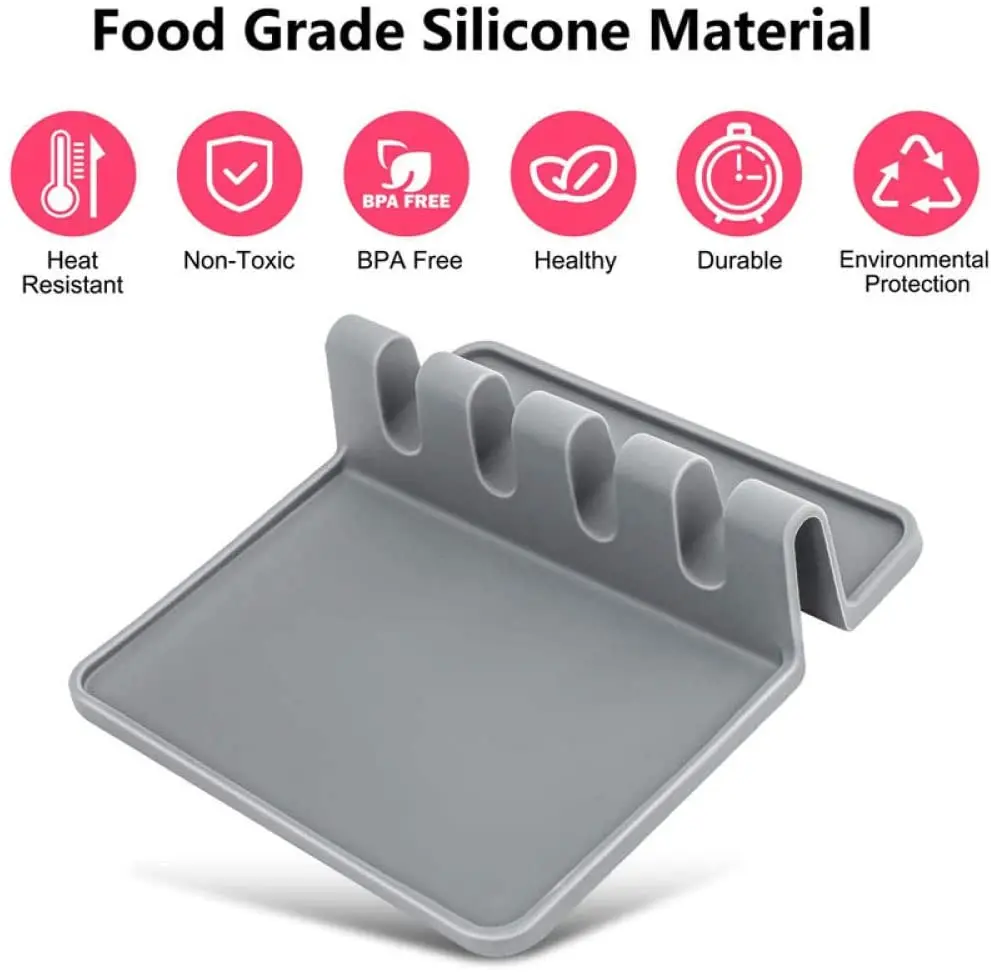 
hot sale silicone utensil rest with drip pad for multiple utensils holder 