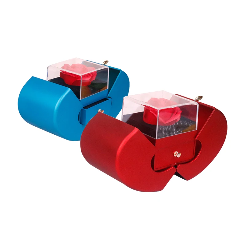 New Product Apple Shape Popular Rose Jewelry Box Decorative Ring Box for Valentine Day Gift