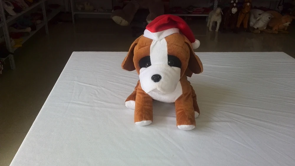 17cm promotional customized plush christmas pig/frog/bear/cow animal toy with red hat&green bowtie