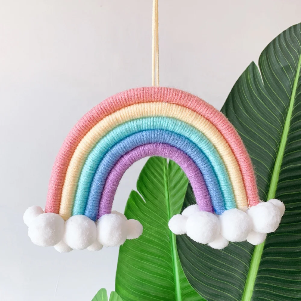Kids Room Nursery Decor Woven Rainbow Macrame Wall Hanging Boho Rainbow Macrame