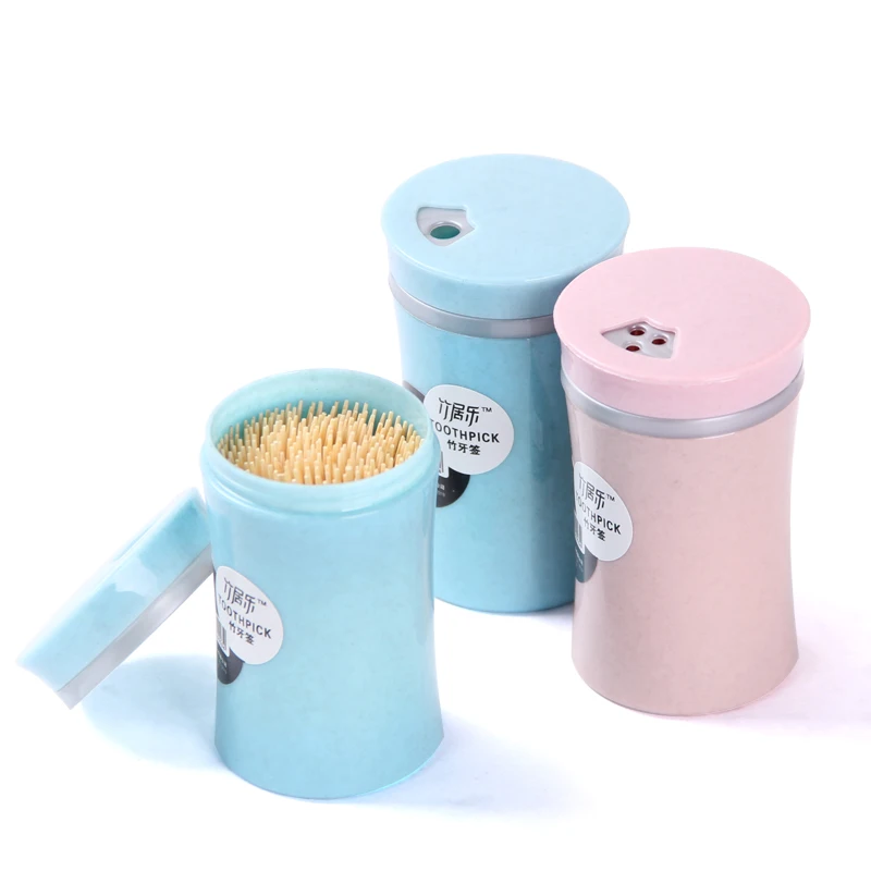 Bamboo Sticks Revolving cover Bottled packing toothpick Double Side 65mm * 2.0mm Reusable Toothpick holders