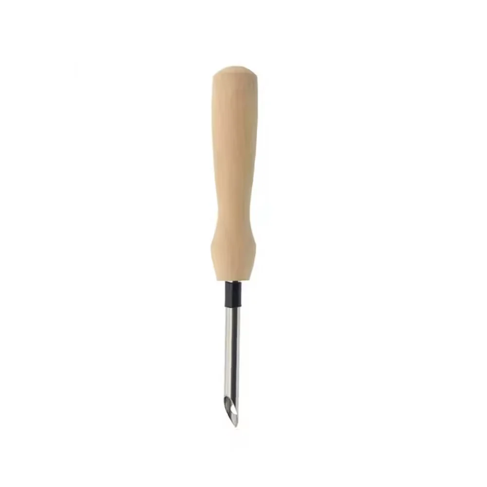 3.5mm Wooden Handle Poking Silver Embroidery Punch  Knitting Needle Weaving Tools Creative Pattern Manual Craft DIY Sewing Tool