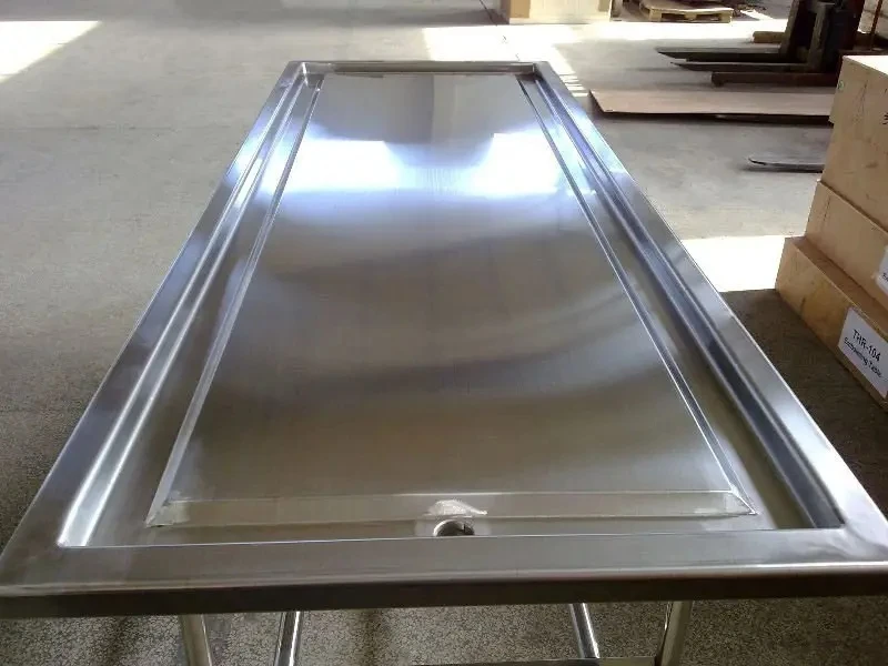 THR-105 Funeral Products Anatomy Room Stainless Steel Movable Mortuary Funeral Embalming Table