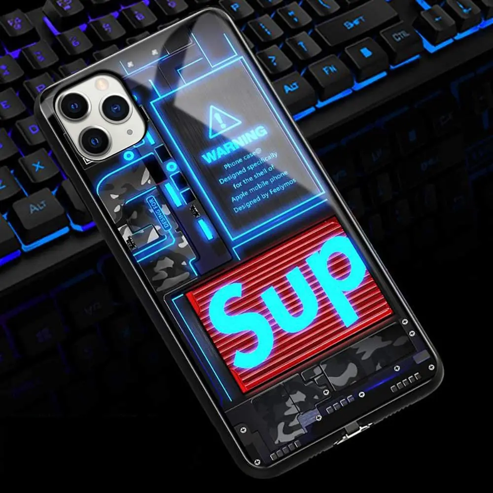 Shemax Glowing Call Flash Luminescent Glass Anti-Fall Mobile Phone Case for iPhone x, Shell Illuminated for iPhone 11 Pro Max