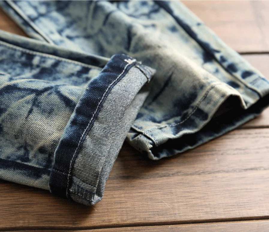 fashion crazy patch embroidery punk streetwear ripped hole men jeans