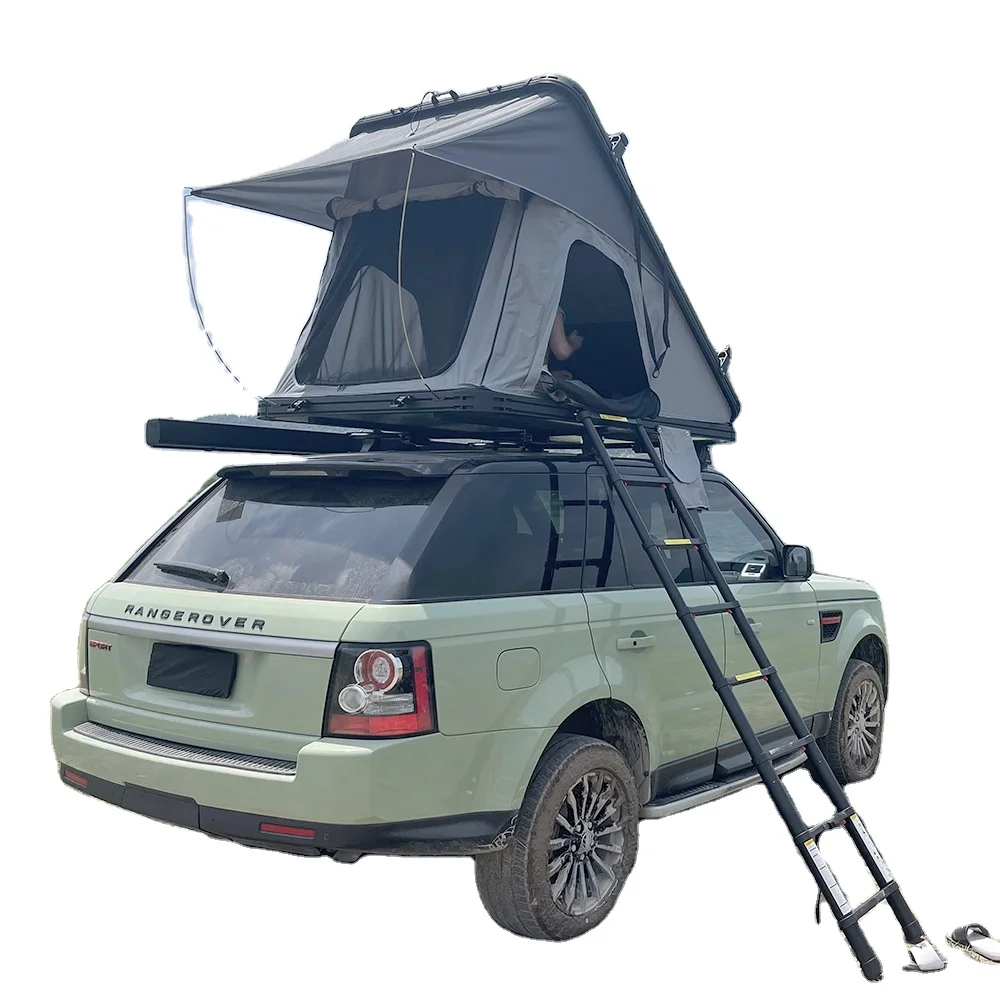 2023 Outdoor Hot sale Aluminum Shell Triangle Car Roof Top Tent Awnings Hard Shell For Camping