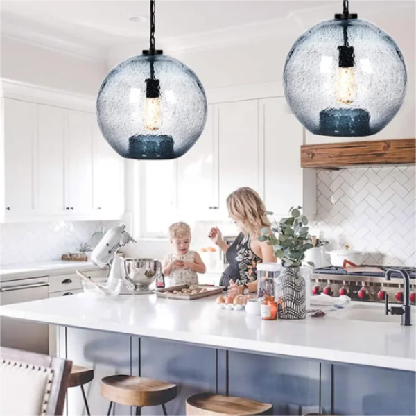 Farmhouse Pendant Light Hand Blown Glass Ceiling Hanging Lamp Shade Kitchen Island Lighting
