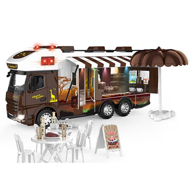 Electric Girls DIY doll house play set portable caravan camper free wheel bus car kitchen toy kit motorhome pretend play toy