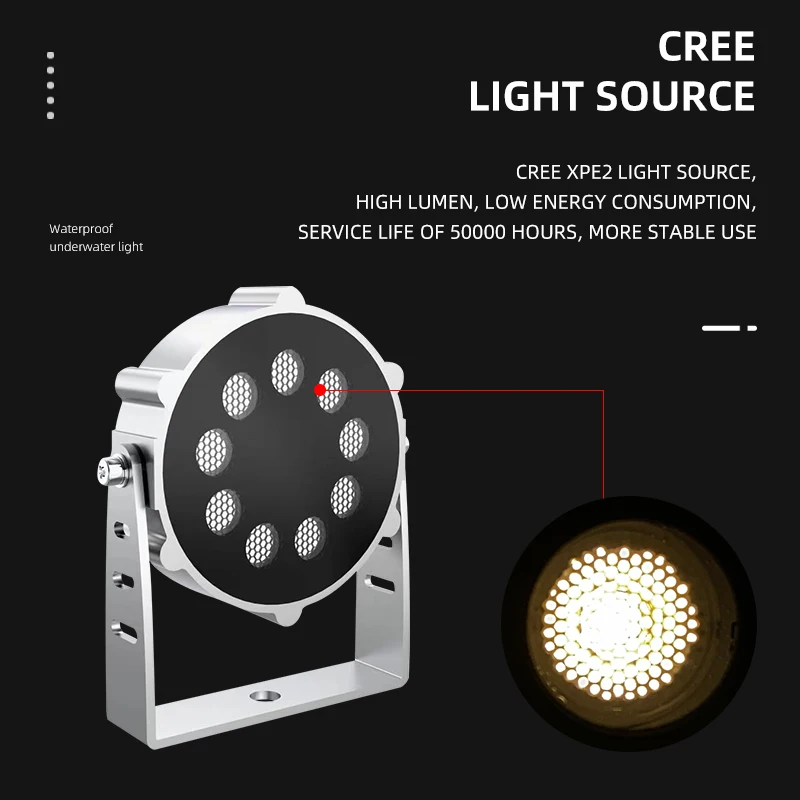 New housing design 316ss material outdoor spotlight underwater light RGB 15W IP68 colorful led swimming pool light