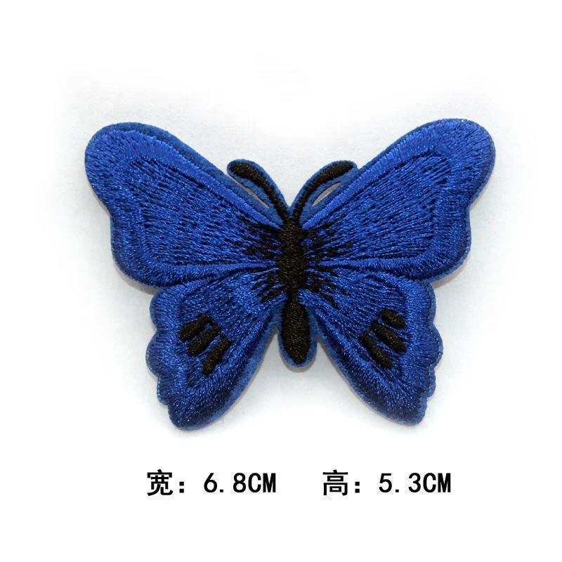 Factory Custom patch alibabass high quality iron on or sewing butterfly embroidered patches for woman skirt