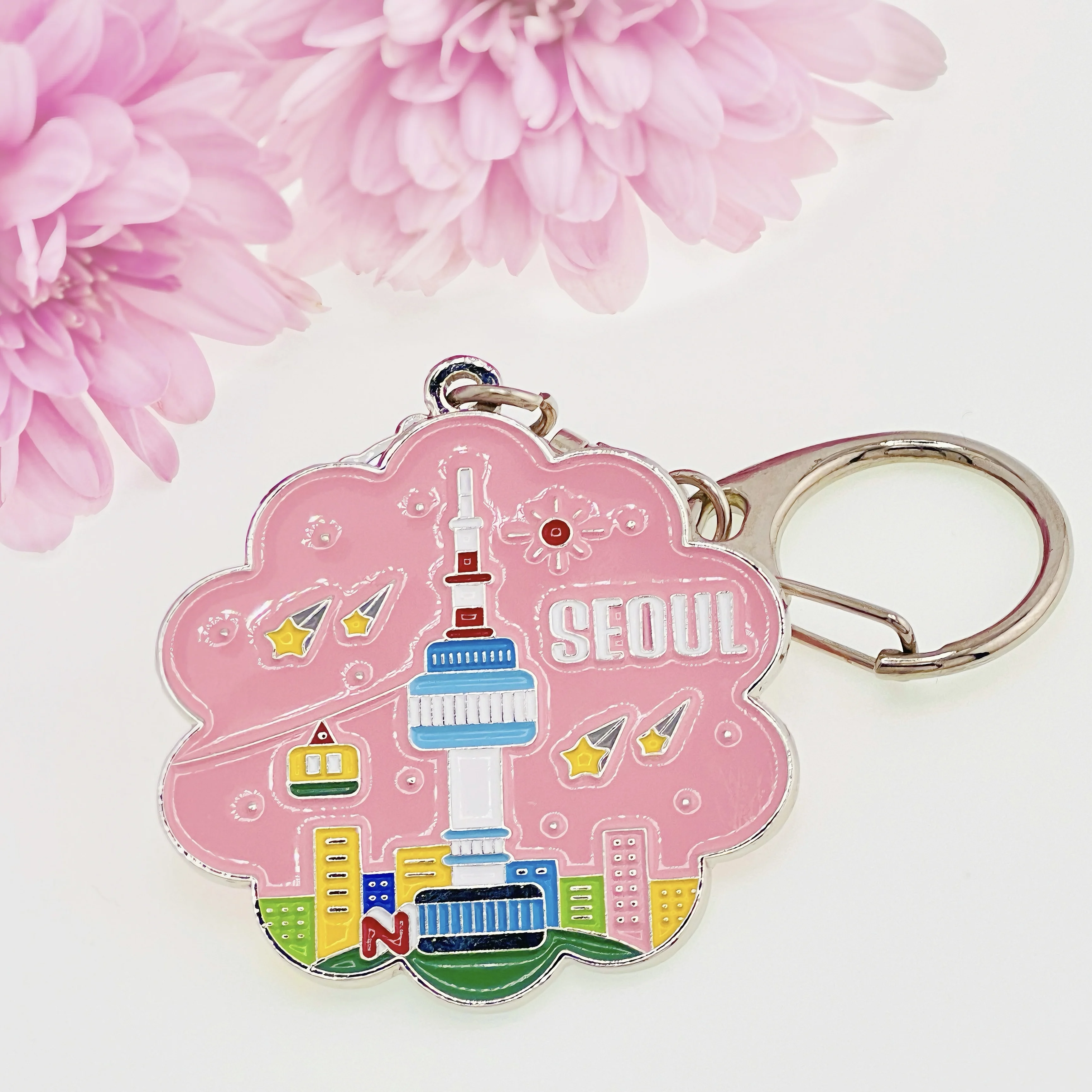 Custom Souvenir Pig Wing Star Flower Key Ring Chain Luxury Cute Alloy Metal Enamel 2D/3D Keychain For Girls