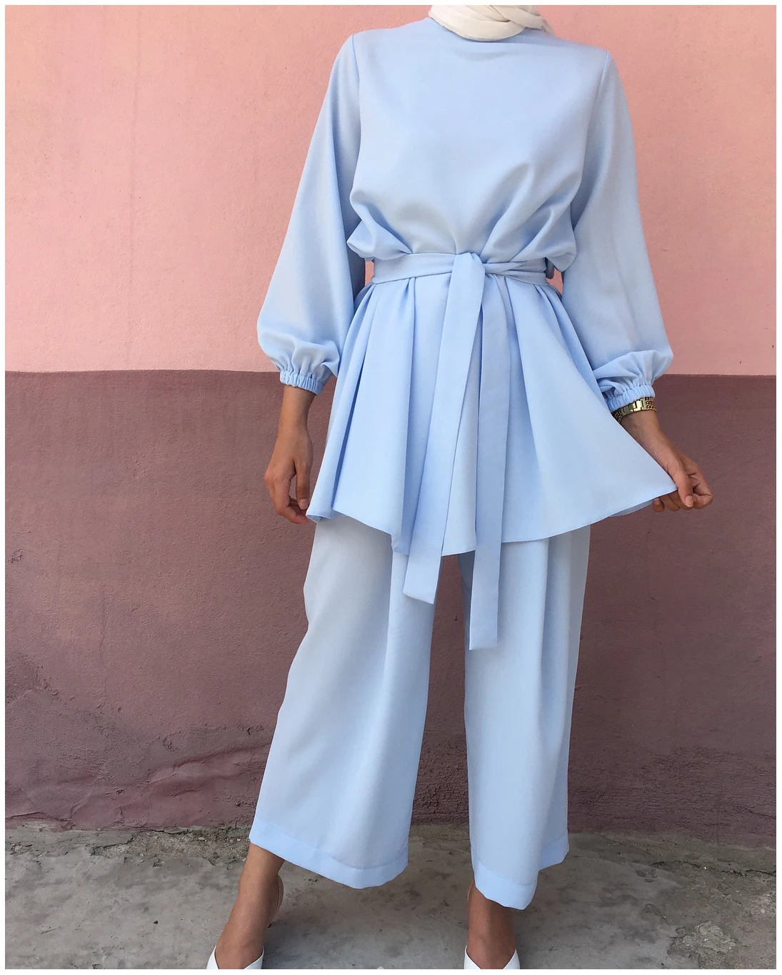 2024 Wholesale modest Turkish Women Islamic Clothing Muslim Casual Set Clothes Arabic Casual Ladies Clothes Abaya Set