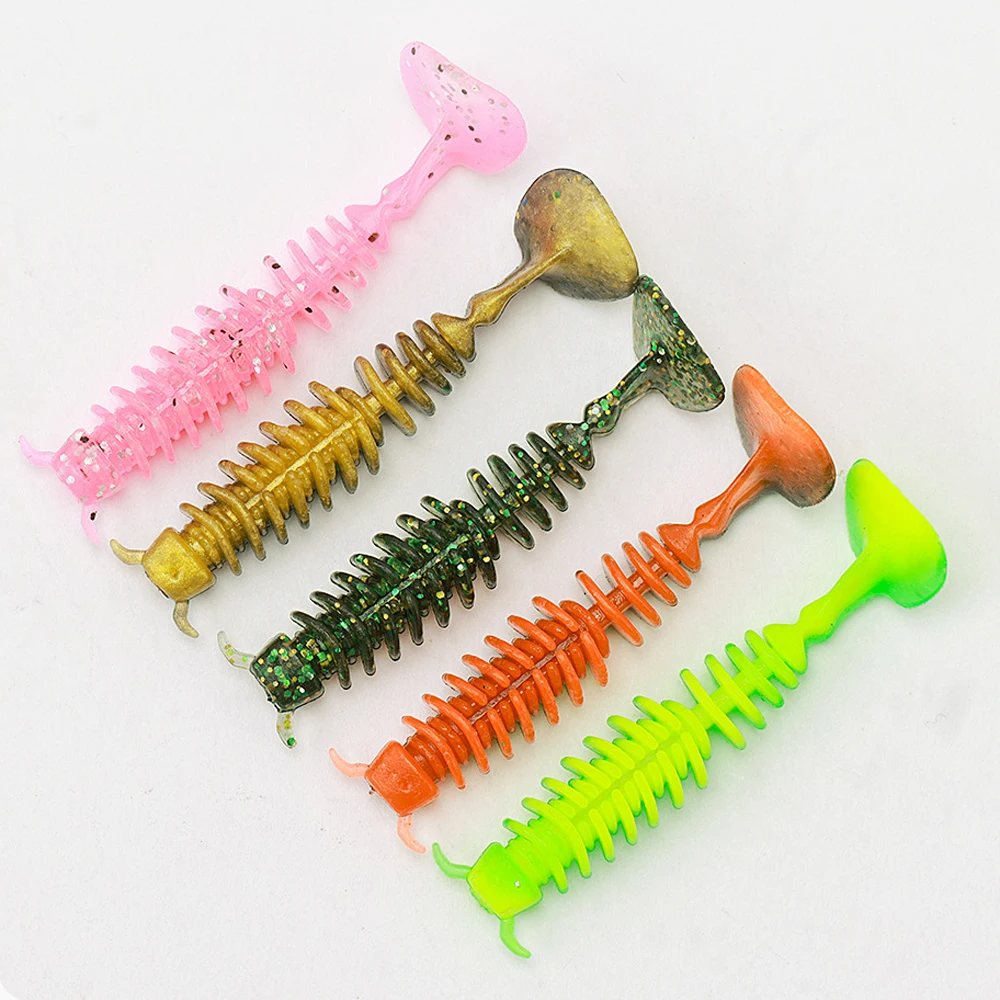 JIGGINGSOUL-SL105-20pcs 5cm Soft Plastics Lure Worms Soft Rubber Fish Lure Sinking Fishing Lure Soft Bass For Lakes sea  Worms