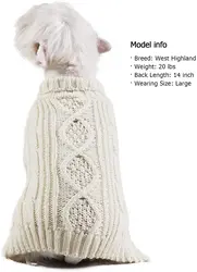 2023 custom Golden Thread Turtleneck Dog Cable Knit Pullover Pet Sweater Dog Sweaters for Cold Weather