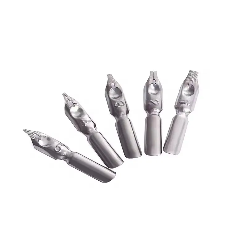 Old Gifts 5 Oblique Gothic Arabic Multi Nib Writing Quill Ink Dip Feather Pen set