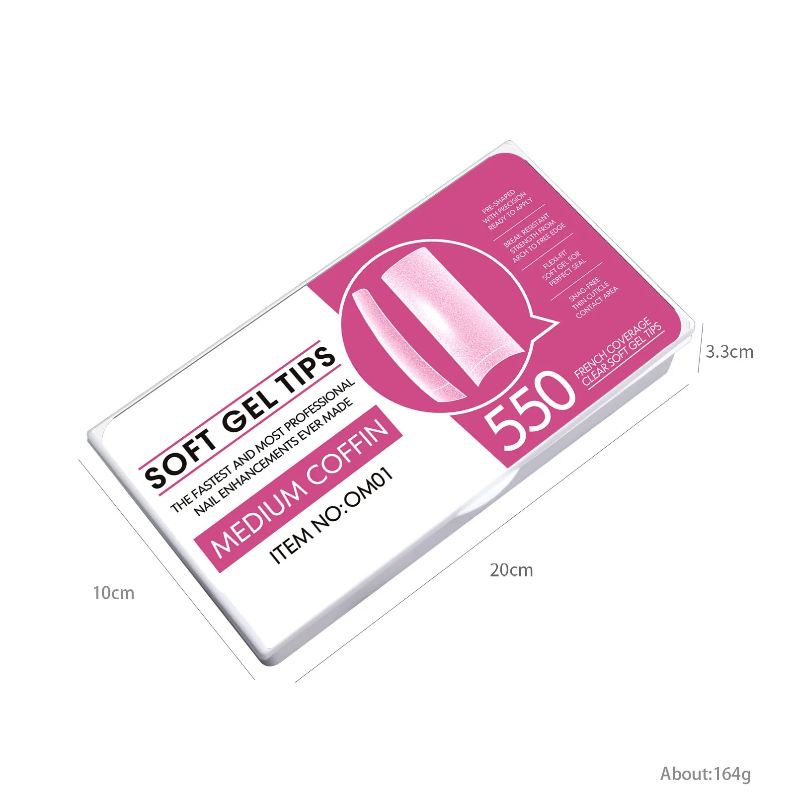 550PCS Soft Gel X Nail Tips Matte Seamless Pointed Press on Full Cover False Nail Tips for Acrylic Nail Tip