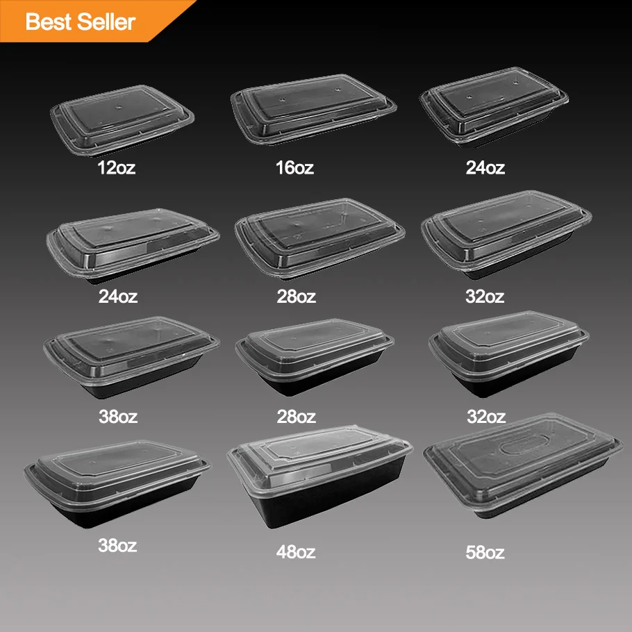 16Oz 24Oz 28Oz 32Oz Packaging Take Away Food Container Food Grade PP Disposable Plastic Lunch Box Meal Prep With Lid