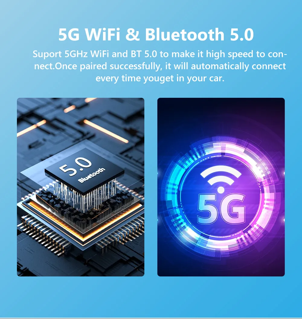 Wireless CarPlay Adapter & Android Auto 5.8GHz WiFi Type-C/USB Plug & Play Factory Wired CarPlay Cars