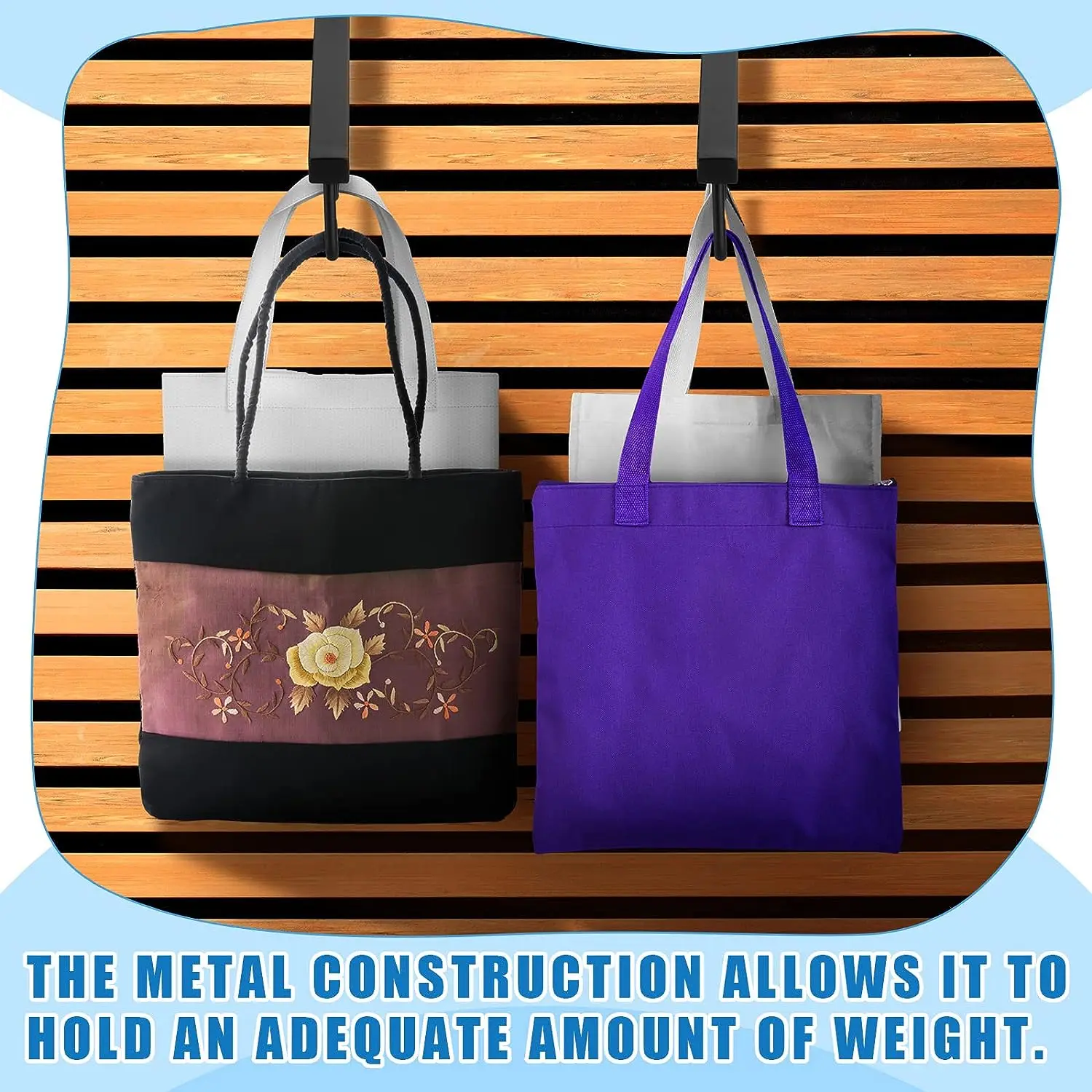 Rectangular Tube Waterfall Slatwall Clothes Hanger Rack Grid Wall Accessories Display with 5 Hooks