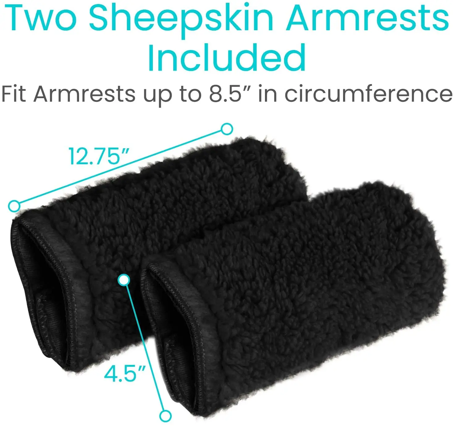 ISO 9001 Shenzhen Supplier Custom 2 Pack Sheepskin Fleece Non Slip Armrest Cover Cushion Pad Soft Lambs Wool Chair Armrest Pads